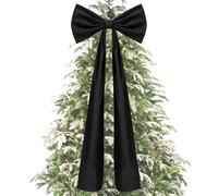 Large Velvet Christmas Bows - Large Velvet Bow Christmas Tree Topper | Elegant Giant Ribbon Bows Tree Topper Decorations for Indoor Outdoor Mantel Wreath Front Door Garden (Black)