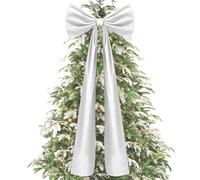Large Velvet Christmas Tree Bows Topper, Big Bow for Christmas Tree - 180x50cm Large Velvet Bows for Wreaths, Mantle, Front Door, Porch, Wedding Decoration (White)
