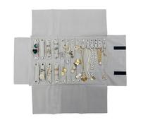 Large Velvet Travel Jewellery Roll Bag Organiser for Necklace Bracelet Earrings Ring, Black