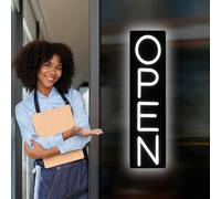 Large Vertical Open Sign for Business 21.6 Inch, Dimmable Bright LED Neon Open Sign Lighted Opening Neon Light for Business Storefront Window Glass Door Retail Shop Store Bar Salon Restaurant, White