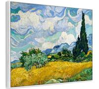 Large Vincent Van Gogh Wall Art Framed Canvas Print of Wheatfield Painting (100cm x 84cm)