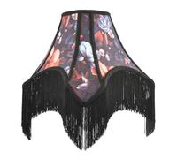 Happy Homewares Large Vintage 1920S Victorian Black Lamp Shade With Coloured Flowers