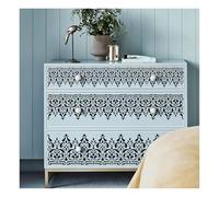 Large Vintage Damask Border Painting Wall Stencil, Reusable Plastic for Drawing Template, Big Art Home Decor, Wall Floor Wood Fabric Furniture(S 30cmX17cm)