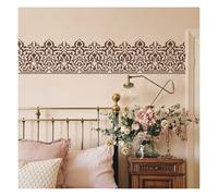 Large Vintage Damask Border Painting Wall Stencil, Reusable Plastic for Drawing Template, Big Bedroom Art Home Decor, Wall Floor Wood Fabric Furniture(L 78cmX30cm)