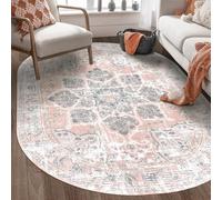 Large Vintage Floral Oval Area Rug for Living Room Shabby Chic Modern Design Grey 200 x 300 cm Perfect for Home Decor and Cozy Spaces