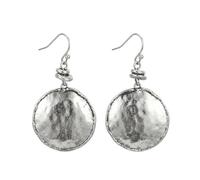 Large Vintage Hammered Disc Earrings For Women Lightweight Polished Antique Boho Jewelry Unique Statement Drops Dangle Earrings Retro Accessories