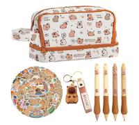 Large Volume Capybara Stationery Set, 56 Pieces Capybara Stuff Pencil Case, Capybara Sticker, Keyring, Stylo Neutre Capipala, Applicable Cute Stationery Gift Set for Children (A1)