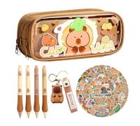 Large Volume Capybara Stationery Set, 56 Pieces Capybara Stuff Pencil Case, Capybara Sticker, Keyring, Stylo Neutre Capipala, Applicable Cute Stationery Gift Set for Children (A2)