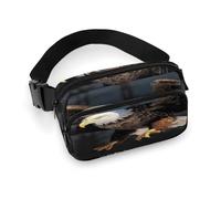 Large Waist Packs with Adjustable Strap,3D Bald Eagle Crossbody Fanny Pack Casual Bag for Travel Sports Running Hiking