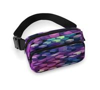 Large Waist Packs with Adjustable Strap,Abstract Color Cubes Purple Crossbody Fanny Pack Casual Bag for Travel Sports Running Hiking