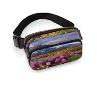 Large Waist Packs with Adjustable Strap,Beautiful Flowers Mountain Crossbody Fanny Pack Casual Bag for Travel Sports Running Hiking