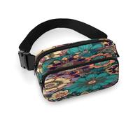 Large Waist Packs with Adjustable Strap,Bohemian Flower Crossbody Fanny Pack Casual Bag for Travel Sports Running Hiking