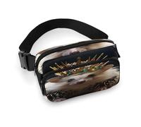 Large Waist Packs with Adjustable Strap,Crown with Hedgehog Crossbody Fanny Pack Casual Bag for Travel Sports Running Hiking