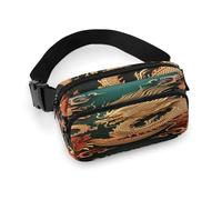 Large Waist Packs with Adjustable Strap,Dragon Chinese Background Crossbody Fanny Pack Casual Bag for Travel Sports Running Hiking