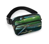 Large Waist Packs with Adjustable Strap,Dragonfly Green Crossbody Fanny Pack Casual Bag for Travel Sports Running Hiking