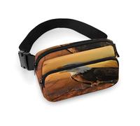 Large Waist Packs with Adjustable Strap,Golden Sunset Bald Eagle Crossbody Fanny Pack Casual Bag for Travel Sports Running Hiking