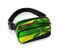 Large Waist Packs with Adjustable Strap,Jamaica Flag Leaves Crossbody Fanny Pack Casual Bag for Travel Sports Running Hiking