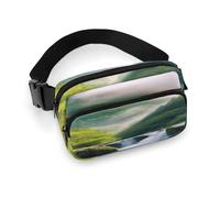 Large Waist Packs with Adjustable Strap,Misty Mountains Forest Crossbody Fanny Pack Casual Bag for Travel Sports Running Hiking