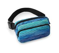 Large Waist Packs with Adjustable Strap,Ocean Sea Blue Mermaid Fish Scale Crossbody Fanny Pack Casual Bag for Travel Sports Running Hiking