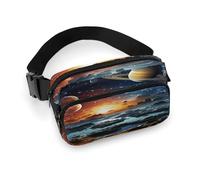 Large Waist Packs with Adjustable Strap,Planets Stars and Milky Way Galaxy Crossbody Fanny Pack Casual Bag for Travel Sports Running Hiking