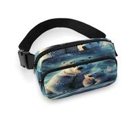 Large Waist Packs with Adjustable Strap,Polar Bears Northern Lights Crossbody Fanny Pack Casual Bag for Travel Sports Running Hiking