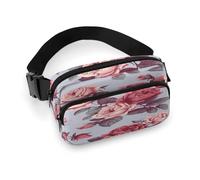 Large Waist Packs with Adjustable Strap,Red Roses Floral Crossbody Fanny Pack Casual Bag for Travel Sports Running Hiking