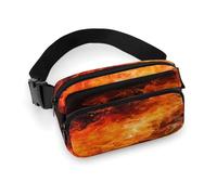 Large Waist Packs with Adjustable Strap,Roaring Flame Crossbody Fanny Pack Casual Bag for Travel Sports Running Hiking