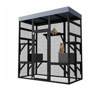 Large Walk-in Catio, Outdoor Cat Enclosure, 159 x 82 x 178 cm | Includes 2 Napping Houses, 7 Platforms And Galvanised Wire For Indoor Or Outdoor Use, With A Waterproof Weather Cover.
