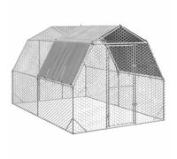 Large Walk-In Chicken Run 2.5x4x2.25m, Galvanised Steel Frame with Water-Resistant PE Roof, Secure Outdoor Poultry Enclosure for Hens, Ducks, Geese