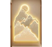 Large Wall Art Decor for Living Room 3D, Power Supply Wall Sconce Light, Creative Mountains Landscape Mural for Dining Room