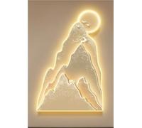 Large Wall Art Decor for Living Room 3D, Power Supply Wall Sconce Light, Creative Mountains Landscape Mural for Dining Room