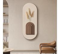 Large Wall Art Decor for Living Room 3D Sandstone Painting, Artwork Wall Sconce Light Simple with Simulation Plant for Dining Room, Office and Restaurant