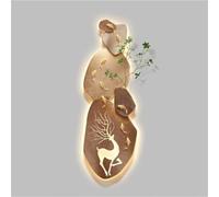 Large Wall Art Decor for Living Room Borderless Sandstone Wall Hanging Art Painting with Imitation Plant, 3D Art Wall Sconce Light for Office, Entrance