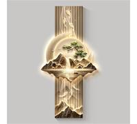 Large Wall Art Decor for Living Room Chinese Wall Hanging Painting Wall Sconce Light, 3D Wall Sculptures Hanging Art Mural for Dining Room, Office, Study