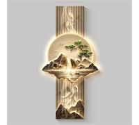 Large Wall Art Decor for Living Room Chinese Wall Hanging Painting Wall Sconce Light, 3D Wall Sculptures Hanging Art Mural for Dining Room, Office, Study