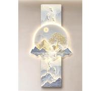 Large Wall Art Decor for Living Room Landscape Picture Crystal, Chinese Wall Hanging Art Painting Wall Sconce Light, 3D Wall Mural for Office, Dining Room