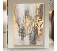 Large Wall Art Gold Abstract Painting Wall Art Print on Canvas Textured Artwork Pictures for Living Room Decor 80x110cm Frameless