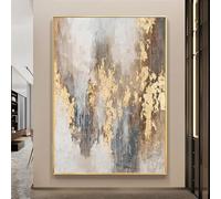 Large Wall Art Gold White Abstract Painting Wall Art Print on Canvas Gold Textured Artwork for Living Room Decor 80x110cm Frameless