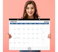 Large Wall Calendar 2026-2027 & Desk Planner 21.96 x 16.96 Inches, January 2026 - June 2027 for Home Office Planning (White & Blue)