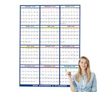 Large Wall Calendar Dry Erase - 12 Month Planner 2026 for Home & Office | 24 x 36 Inch Yearly Schedule Whiteboard | Reusable Organizer for School Students & Family Activities