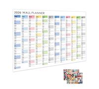 Large Wall Calendar, Large Format Year Planner for the Wall 2026, Decorative Planner for Homework, Learning Plan, Living Room, Children's Room, Study
