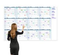 Large Wall Calendar Undated - 12-Month Extra Large Dry Erase Reusable Wall Planner, Giant Laminated Poster, Goal & Task Organizer for Home, Office, Classroom, 147.32 x 94 cm