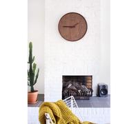 LARGE WALL CLOCK 53CM IN BROWN WOOD WITH RAISED NUMBERS BY NEXTIME UNIQUE ITEM