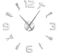 Large Wall Clock - Acrylic Mirror Effect Wall Art for Barber Shop, Frameless Design, 47 Inch