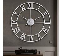 Large Wall Clock Battery Operated - Oversized Ancient Roman Numeral Style , Metal Modern Room Decor , Silent Non-Ticking Round Wall Clock for Living Room , Bedroom , Kitchen , Farmhouse.