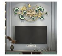 Large Wall Clock, Creative Quartz Decorative Clocks with Ginkgo Leaf Design, Modern 3D Metal Art Wall Clocks for Living Room Bedroom Decor Large Silent Wall Clocks,100X50CM