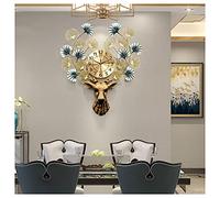 Large Wall Clock,Creative Quartz Decorative Clocks with Ginkgo Leaf Design, Modern 3D Silent Metal Art Wall Clocks Deer Head Decoration Clock Suitable for Living Room And Bedroom