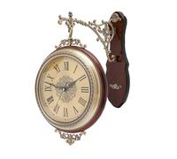 Large Wall Clock Double Sided, European Style Double Sided Alloy Wall Clock 360° Rotating Metal Wall Watch Non Ticking Silent Clock for Indoor Outdoor Office Living Room Porch Clock Wall Decor