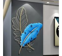Large Wall Clock - Feather-Shaped Metal Decorative Clock for Living Room, Bedroom, Office, Kitchen, Study Room - Quiet Battery Operated