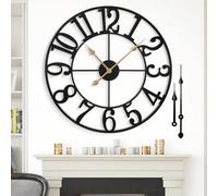 Large Wall Clock for Living Room Decor - 16 Inch Silent Non-Ticking Wall Clocks Battery Operated, Metal Vintage Retro Decorative Modern Wall Clock for Bedroom, Kitchen, Office, Farmhouse Decor